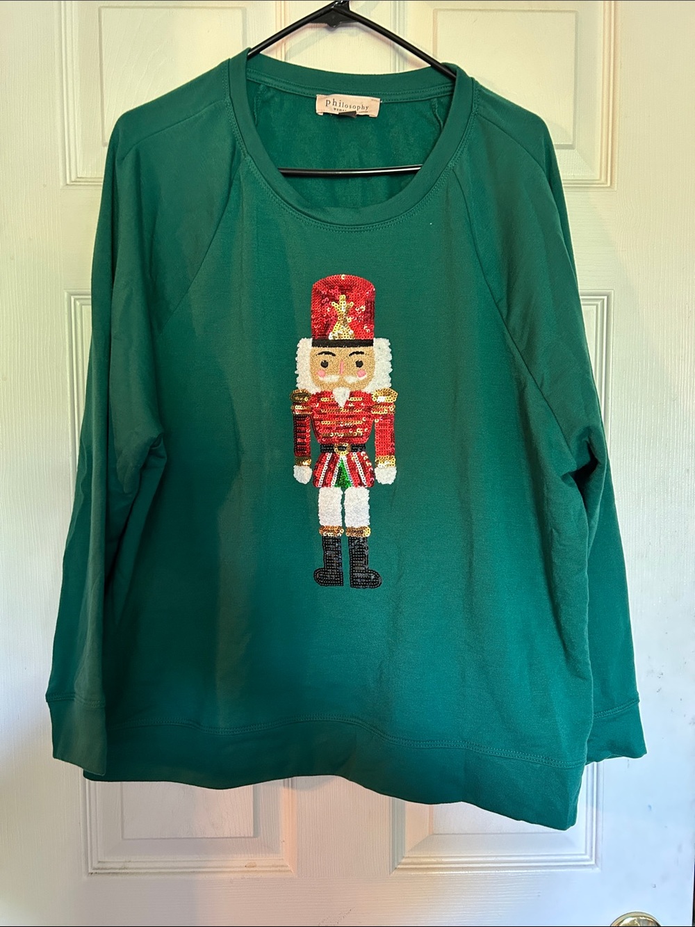 Philosophy Emerald Green Nutcracker Sequin Holiday Sweatshirt